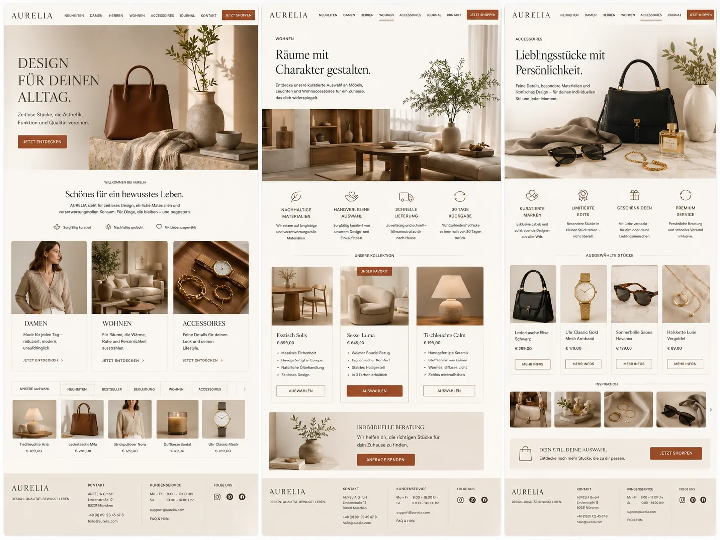 Zeitlos & bewusst Website-Mockup